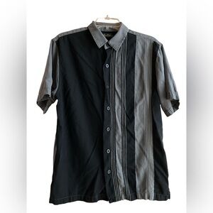 Paradise Collection Men’s Bowling Shirt Silk Blend SS Black Grey Medium